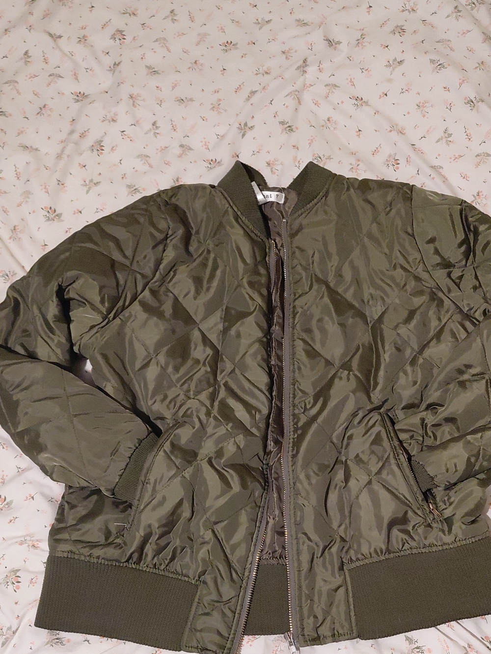 Say What? Olive Green Quilted Bomber Jacket